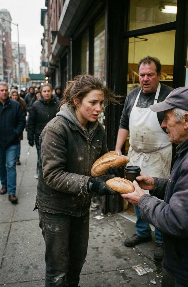 Ha Comprato del Pane per un Anziano Senzatetto… Pochi Minuti Dopo il Figlio Miliardario Fermò un Intero Isolato per Trovarla