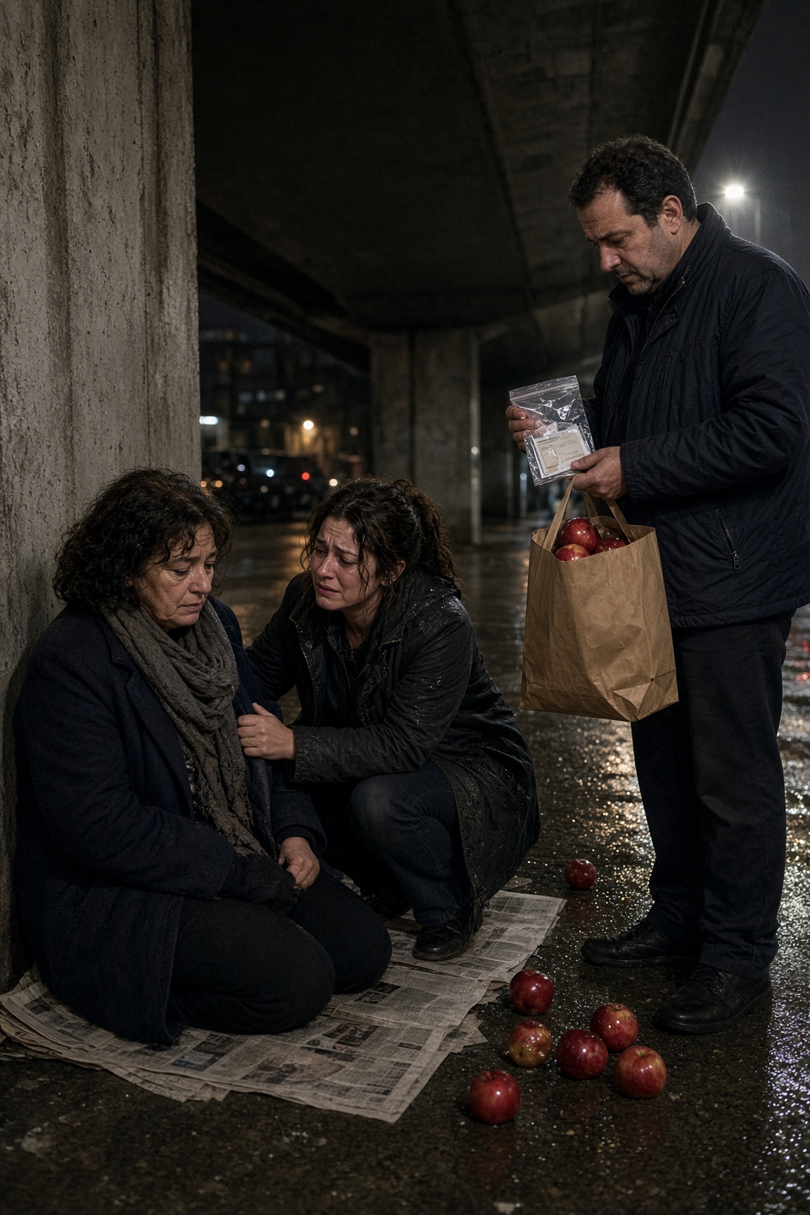 Madre ritrovata sotto ponte piovoso