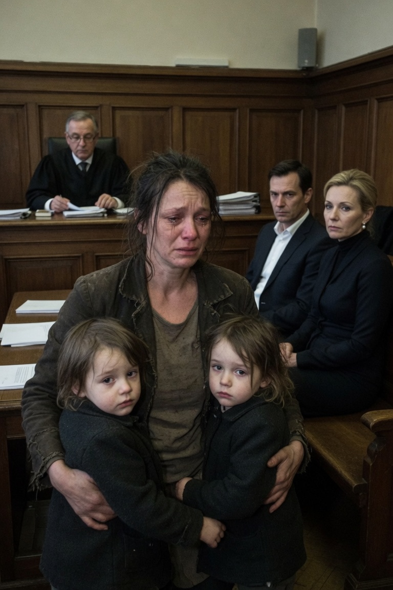 Moglie povera difende gemelli tribunale
