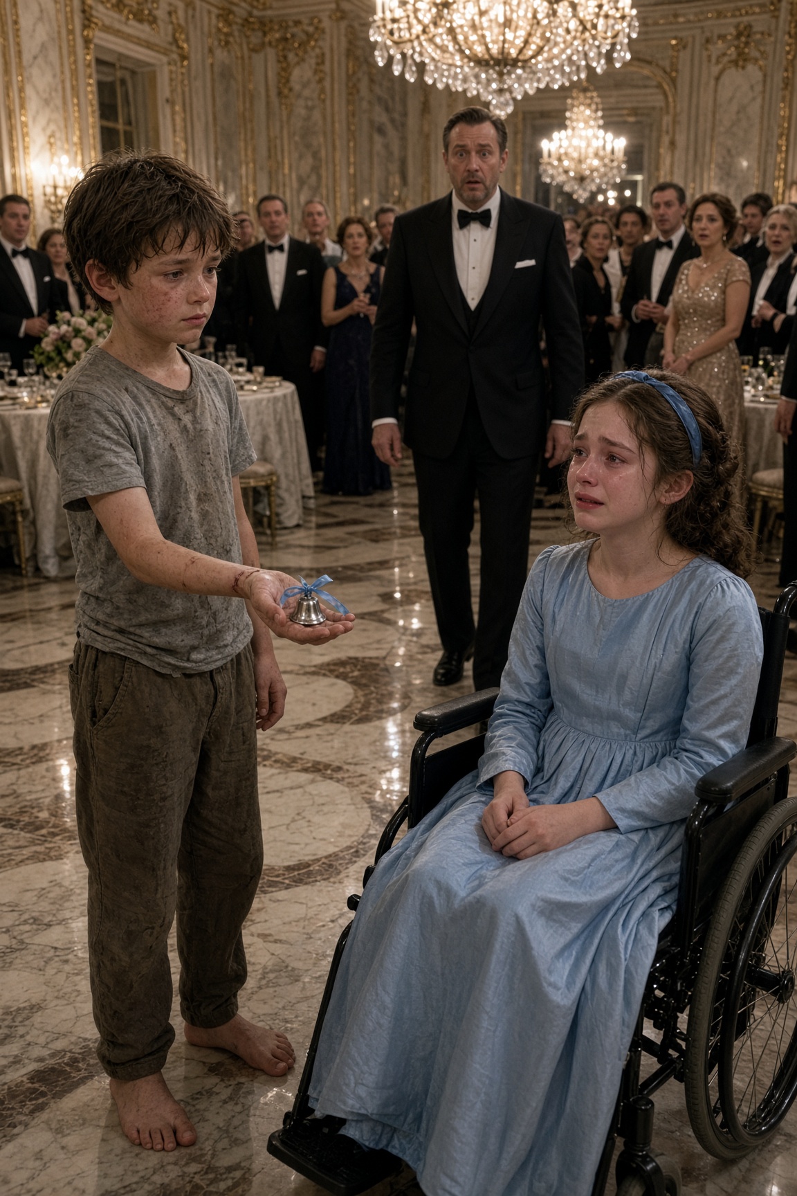 Bambino ritrova bambina nella sala
