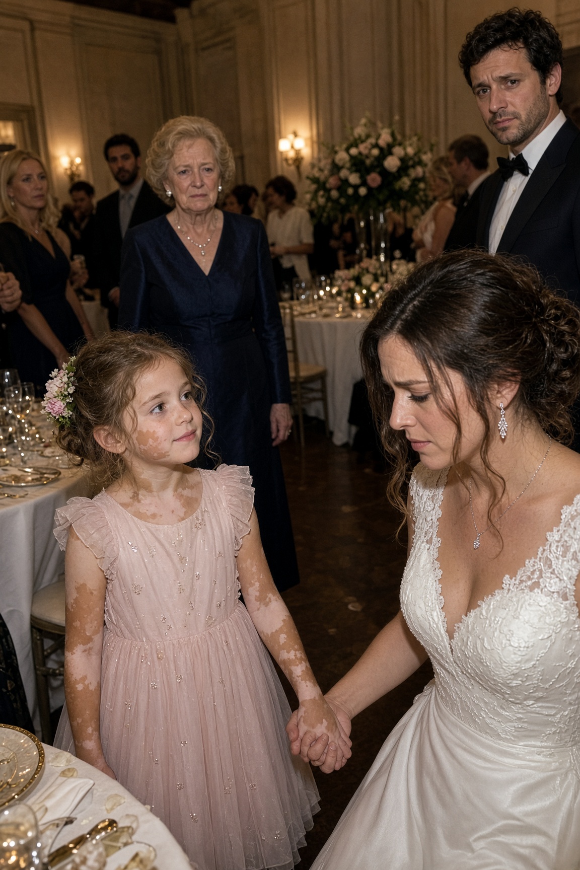 Bambina sorridente in vestito rosa