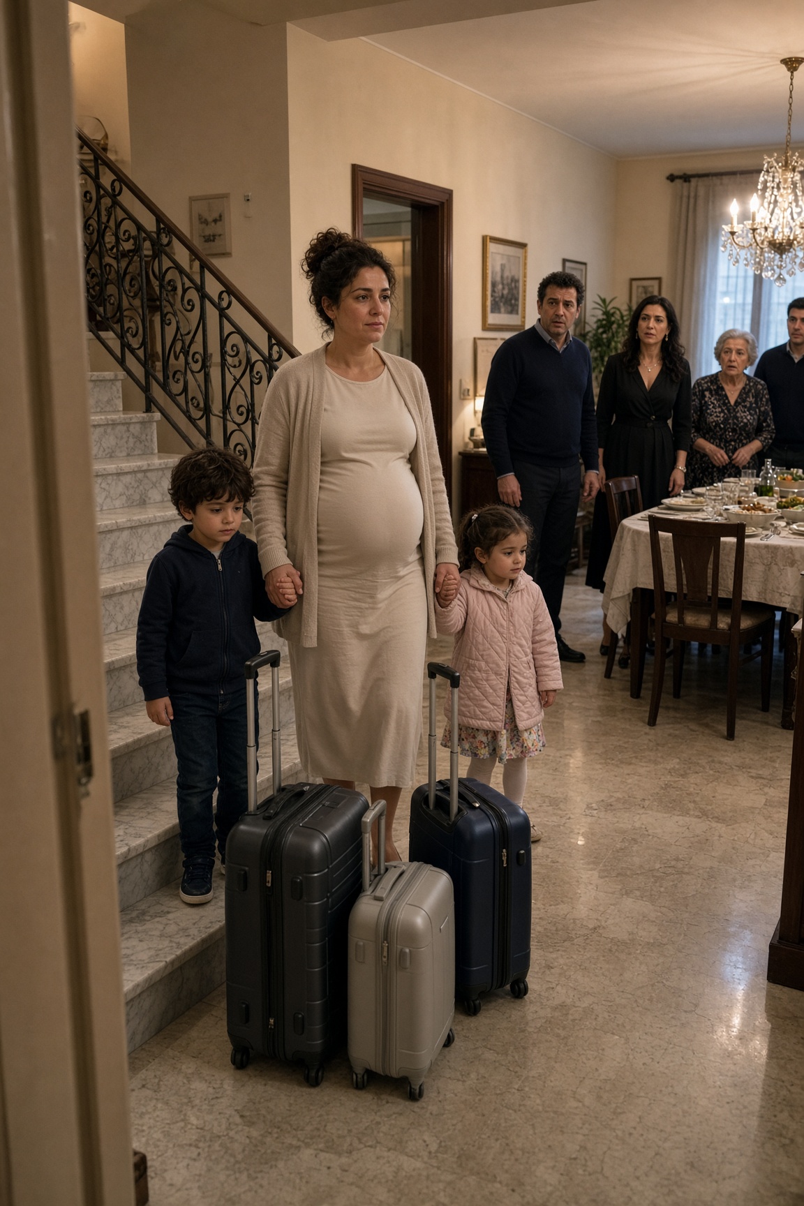 Mio marito portò la sua amante a cena e annunciò che avrebbe vissuto con noi: quindici minuti dopo scesi con i bambini, tre valigie e una sorpresa che non aveva previsto