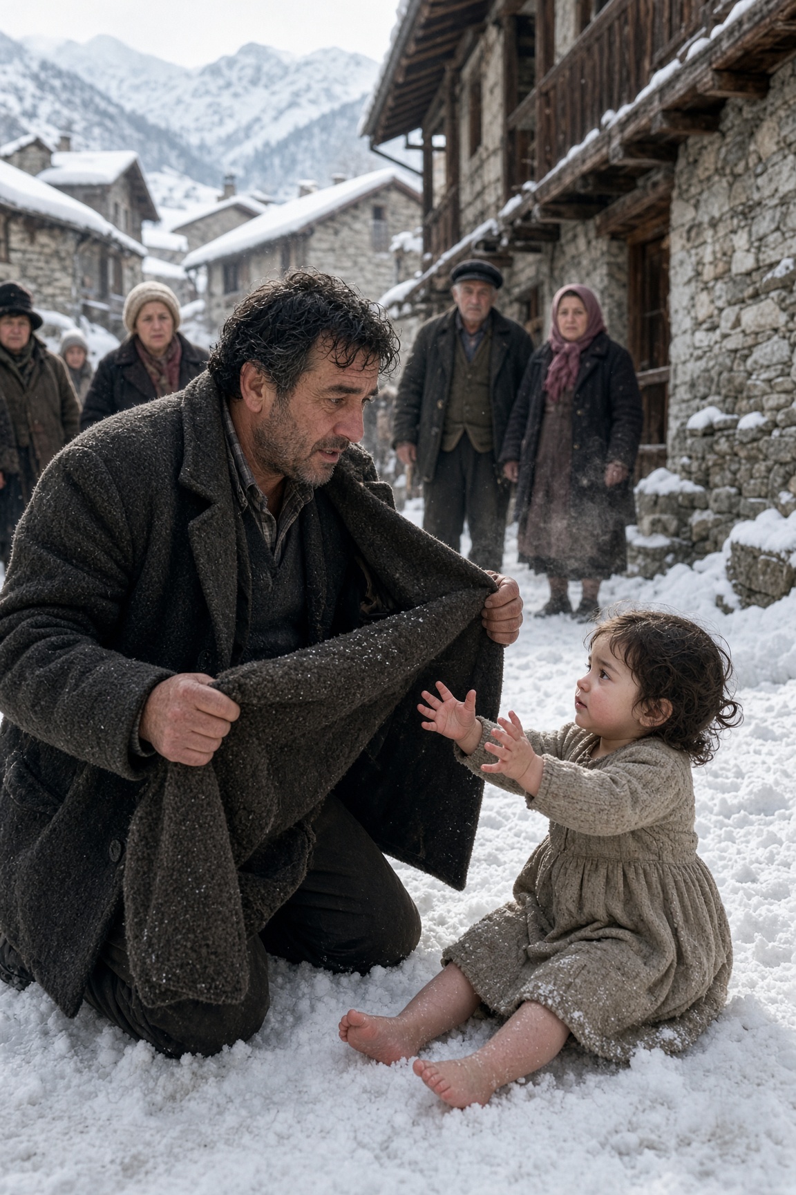 Tutto il paese passò accanto alla bambina scalza nella neve—poi Giacomo la prese in braccio e scoprì perché nessuno la reclamava