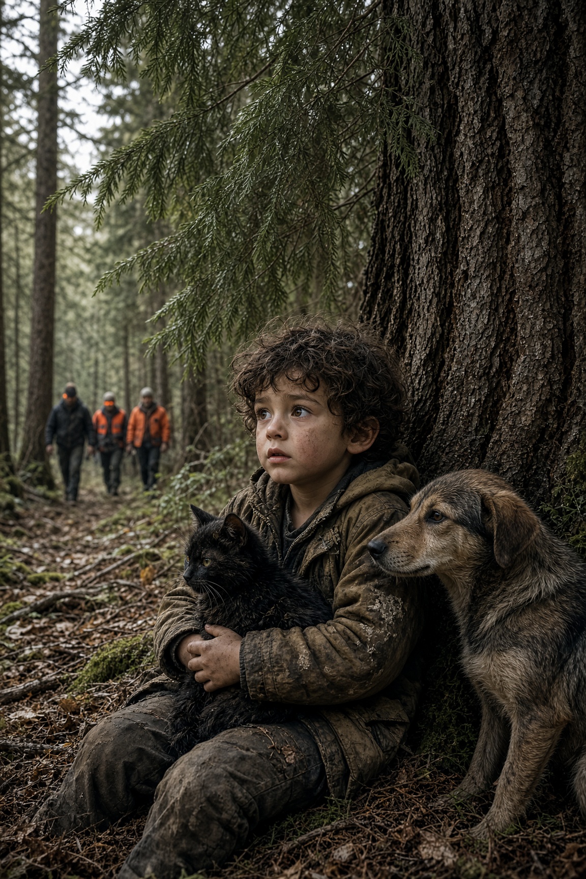 Il bambino scomparve nel bosco: per otto giorni una gatta nera e un cane abbandonato non lo lasciarono mai solo
