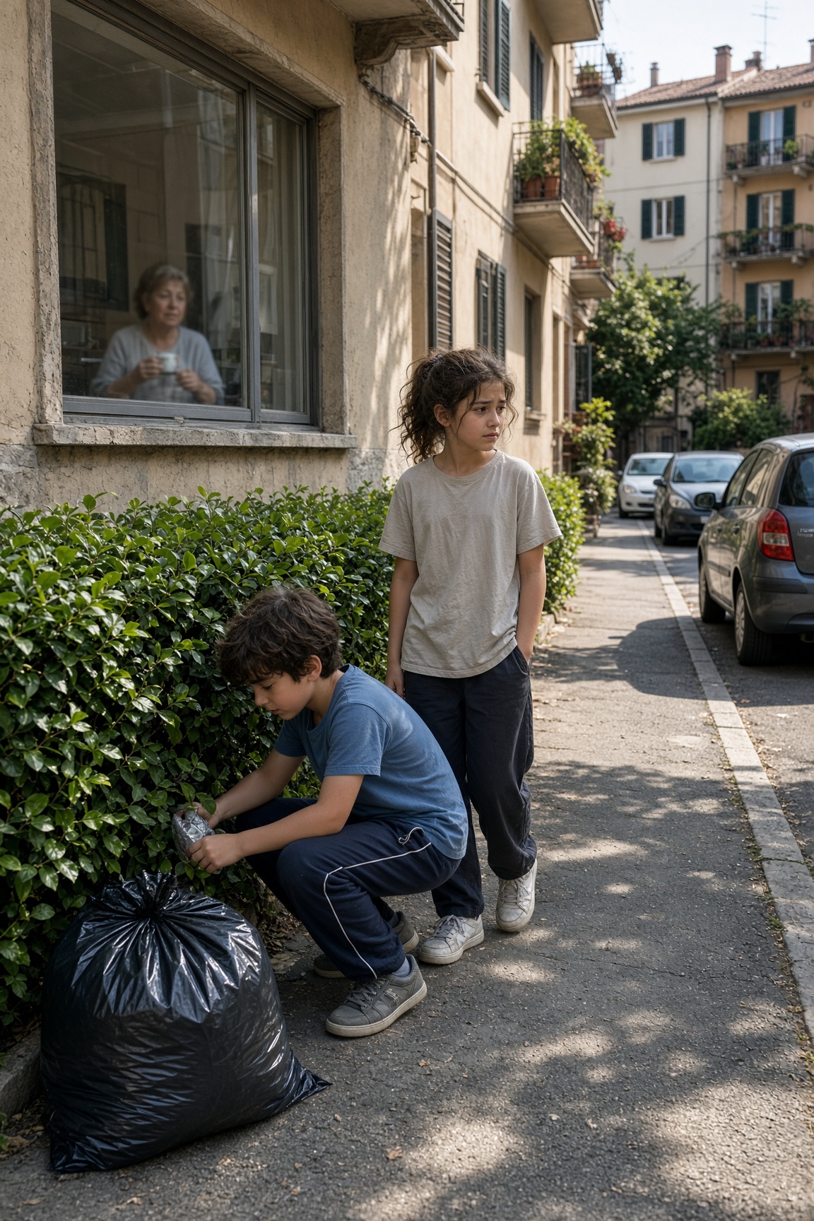 Ogni Domenica Due Bambini Pulivano La Strada… Poi Li Vidi Nascondere Qualcosa Sotto La Mia Finestra