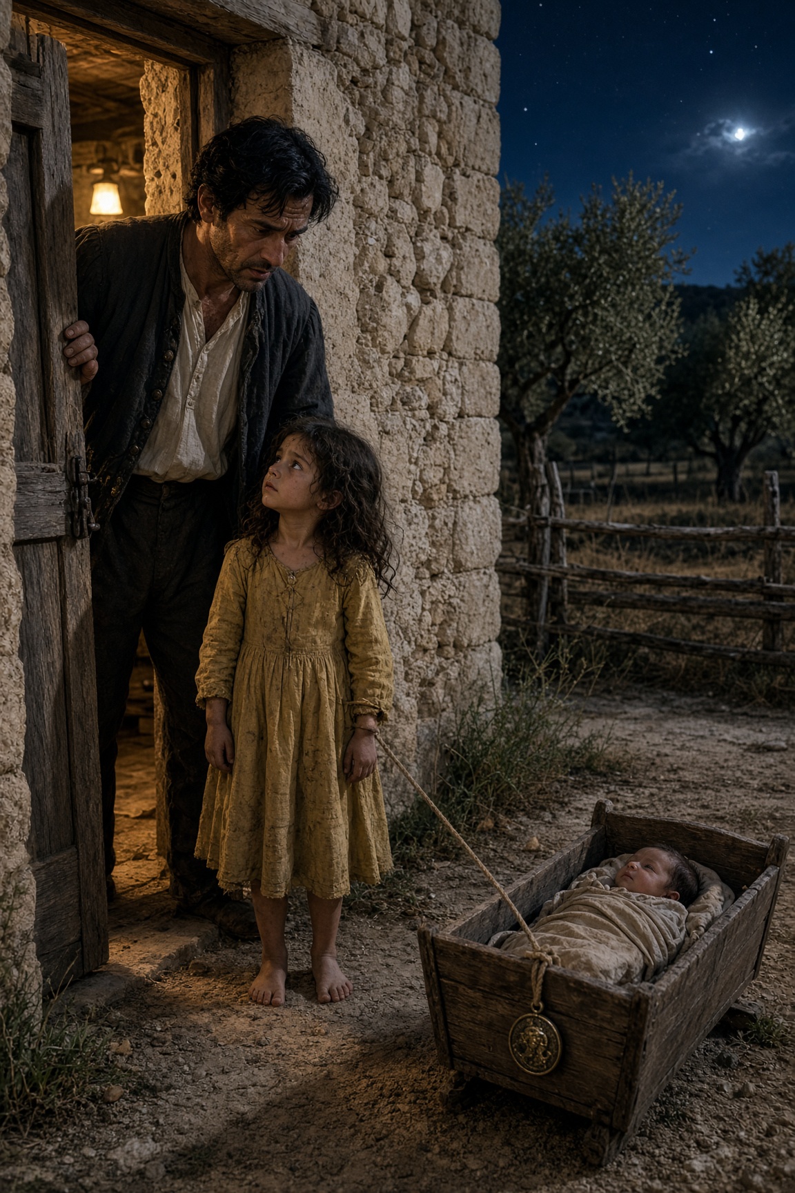 Possiamo restare solo per una notte? La bambina arrivò alla masseria trascinando una culla, e la scelta del mandriano cambiò tutto