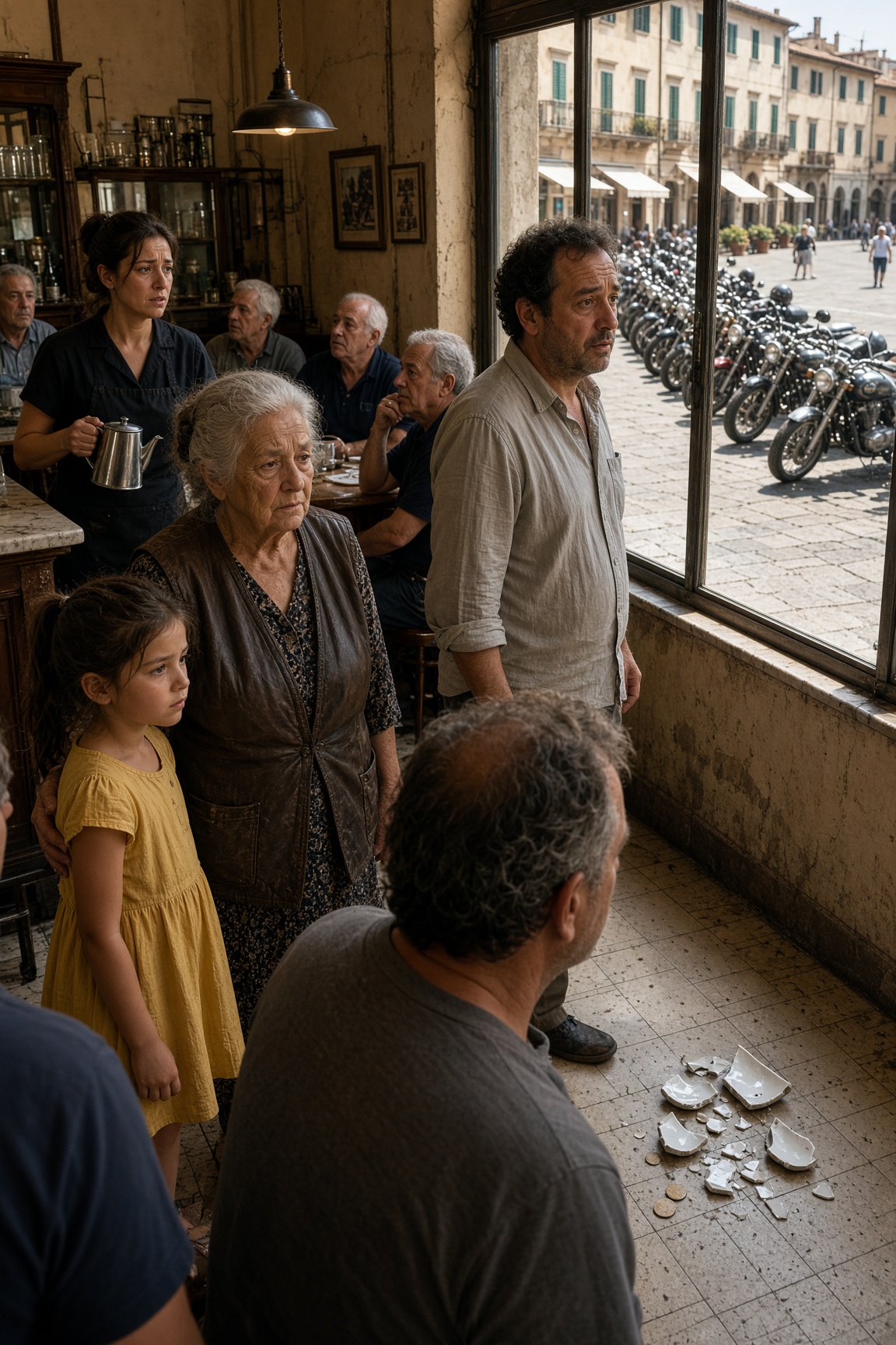Una bambina difese un’anziana derisa in una trattoria — due giorni dopo, quaranta motociclisti entrarono in paese per lei