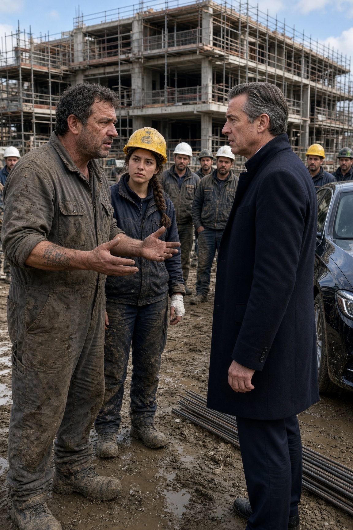 Ha difeso la sua saldatrice da un ricco prepotente, ma quando arrivò suo padre, tutto il cantiere rimase senza fiato